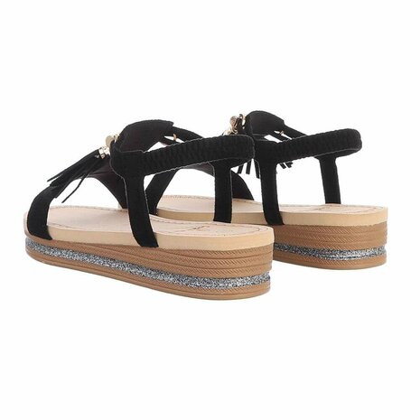 Dames sandalen met kwastje - zwart