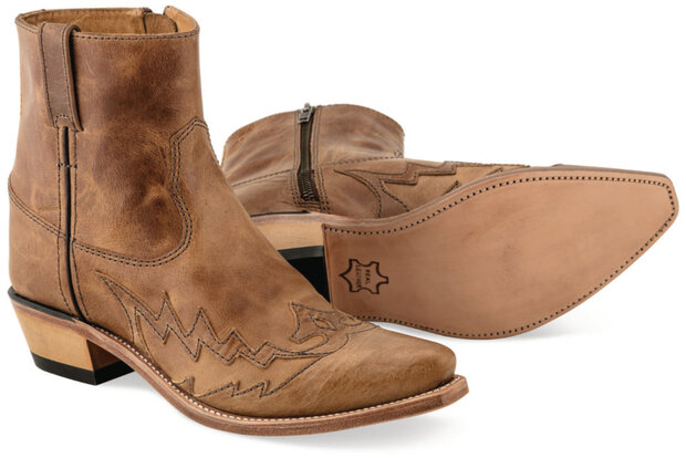 Heren western enkellaarzen / cowboy boots echt leder - tan fry