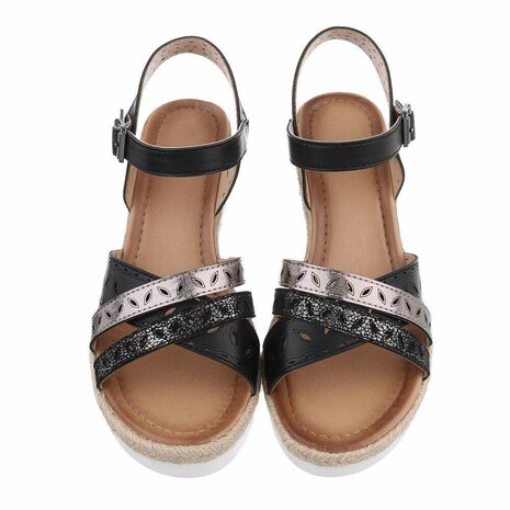 Dames wedge sandalen met sleehakken - zwart