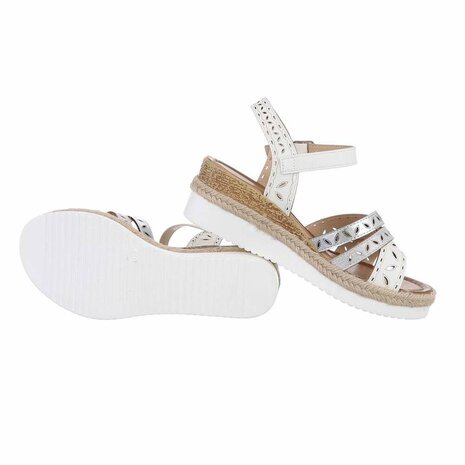 Dames wedge sandalen met sleehakken - wit