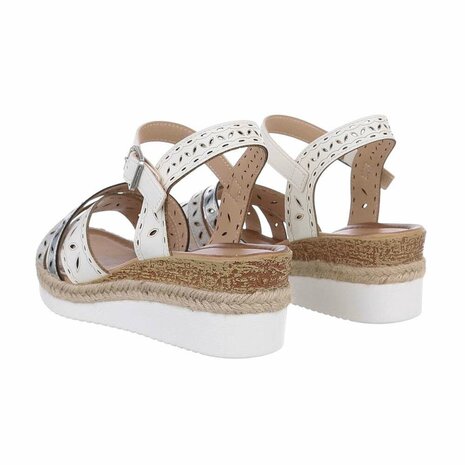 Dames wedge sandalen met sleehakken - wit