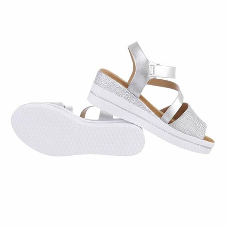 Dames wedge sandalen met sleehakken - zilver