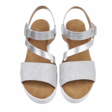 Dames wedge sandalen met sleehakken - zilver