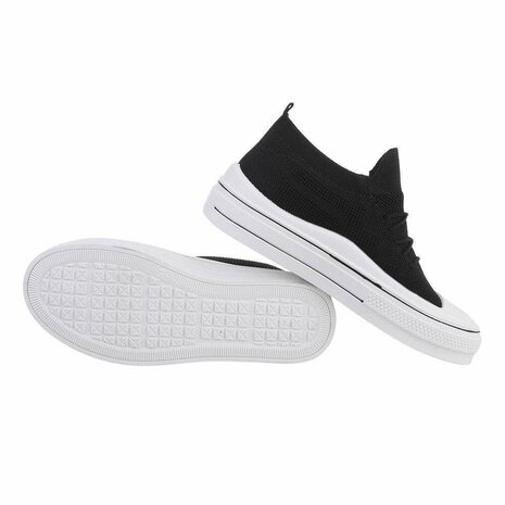 Dames instap sneakers / slip-on gympen - zwart