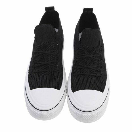 Dames instap sneakers / slip-on gympen - zwart