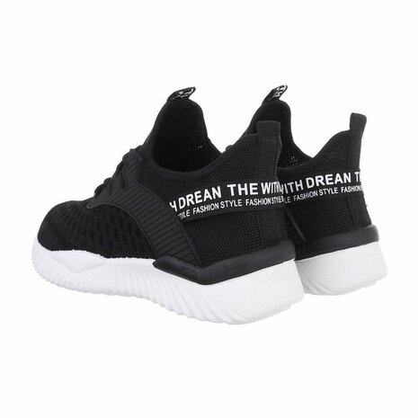 Dames instap sneakers / slip-on instappers - zwart