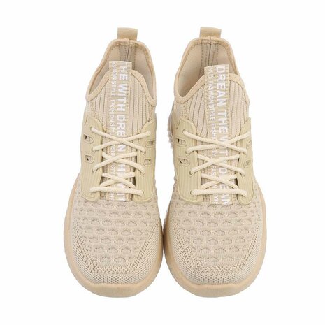 Dames instap sneakers / slip-on instappers - beige