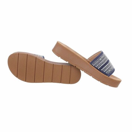 Dames slippers met strass - blauw
