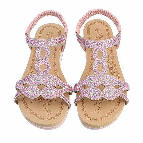 Dames sandalen met strass - roze