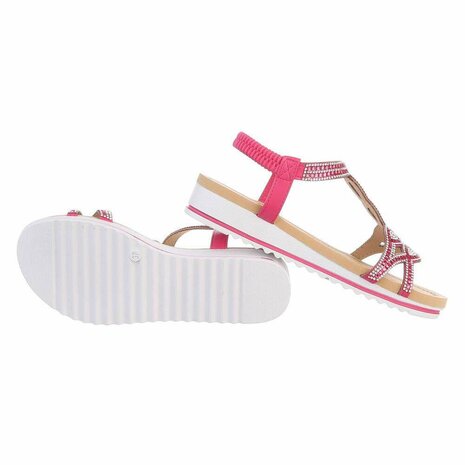 Dames sandalen met strass - fuchsia / roze