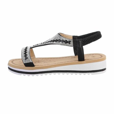 Dames sandalen met strass - zwart