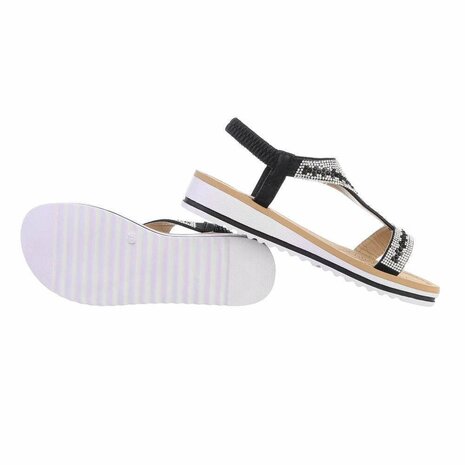 Dames sandalen met strass - zwart