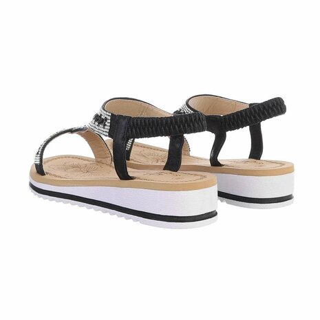 Dames sandalen met strass - zwart