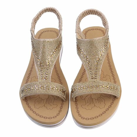 Dames sandalen met strass - goud