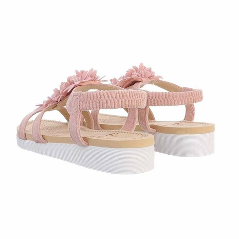 Dames sandalen met bloemen - roze