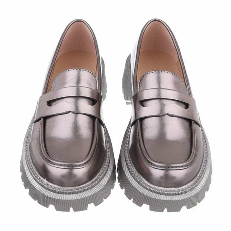 Dames loafers lage instappers grijs bruin Lunamex Jewelry Fashion