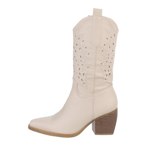 Dames cowboy laarzen / halfhoge western laarsjes - beige