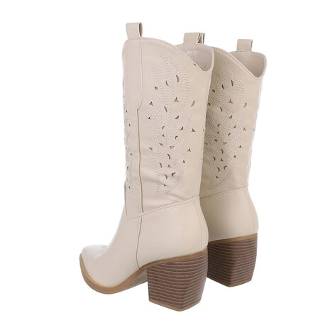 Dames cowboy laarzen / halfhoge western laarsjes - beige