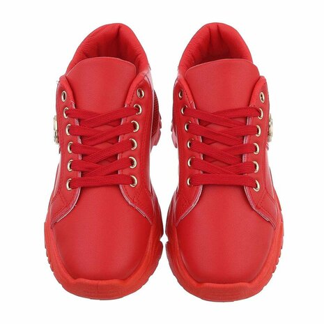 Dames chunky sneakers met dikke zolen - rood