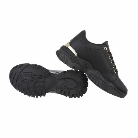 Dames chunky sneakers met dikke zolen - zwart