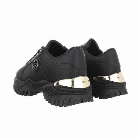 Dames chunky sneakers met dikke zolen - zwart