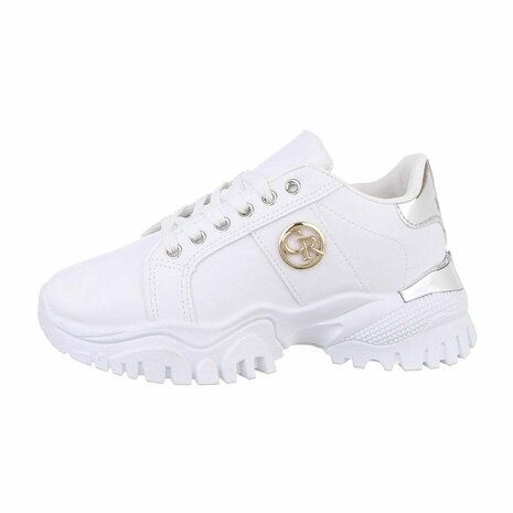 Dames chunky sneakers met dikke zolen - wit