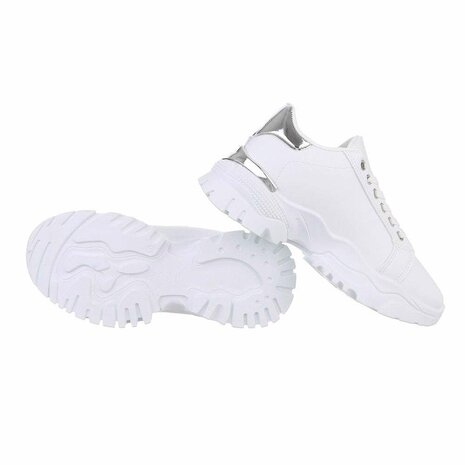 Dames chunky sneakers met dikke zolen - wit