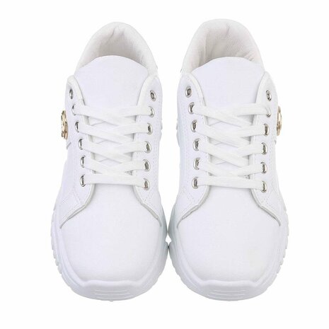 Dames chunky sneakers met dikke zolen - wit