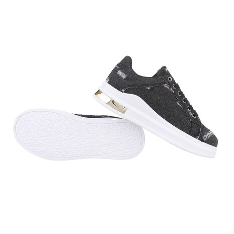 Dames denim sneakers / gympen van spijkerstof - zwart