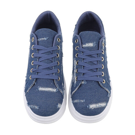 Dames denim sneakers / gympen van spijkerstof - donkerblauw