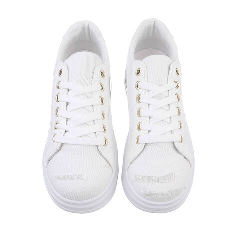 Dames denim sneakers / gympen van spijkerstof - wit