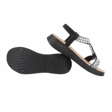 Dames sandalen met strass - zwart