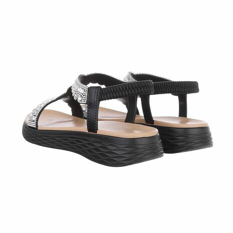 Dames sandalen met strass - zwart
