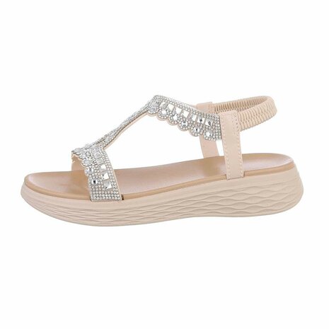 Dames sandalen met strass - beige