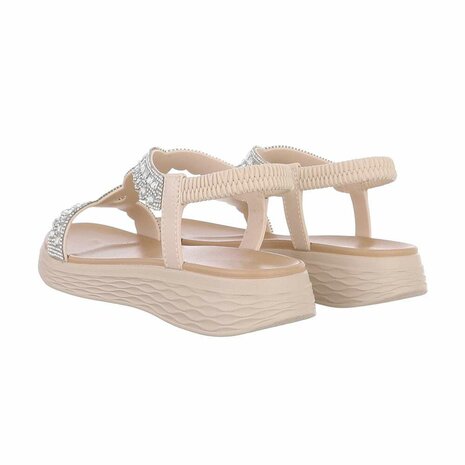 Dames sandalen met strass - beige