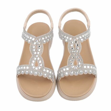 Dames sandalen met strass - beige