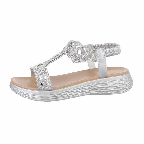 Dames sandalen met strass - zilver