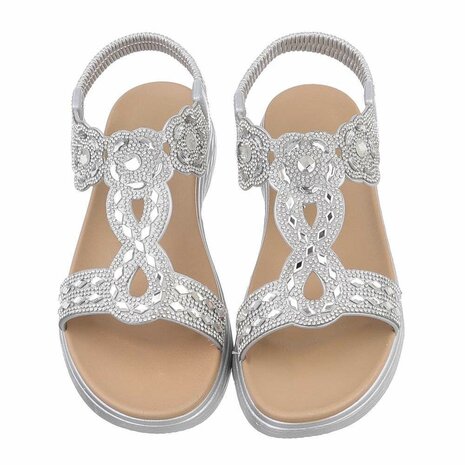 Dames sandalen met strass - zilver