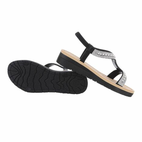 Dames sandalen met strass - zwart