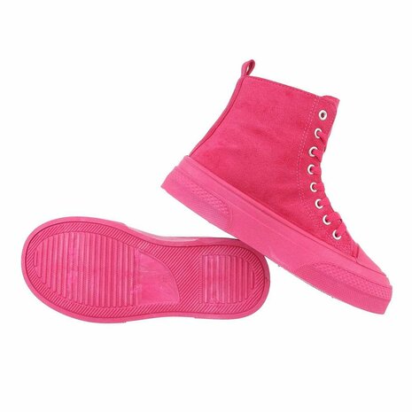 Dames sneakers / halfhoge gympen met hartje - fuchsia roze