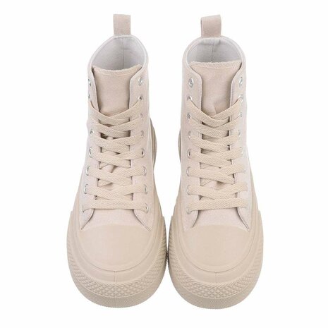 Dames sneakers / halfhoge gympen met hartje - beige