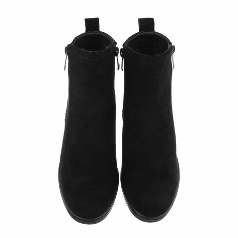 Dames wedge enkellaazen / laarsjes met sleehakken suède-look - zwart