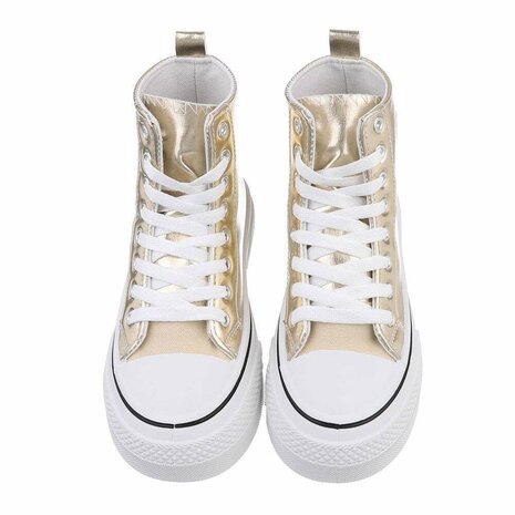 Dames sneakers / halfhoge gympen met hartje - goud