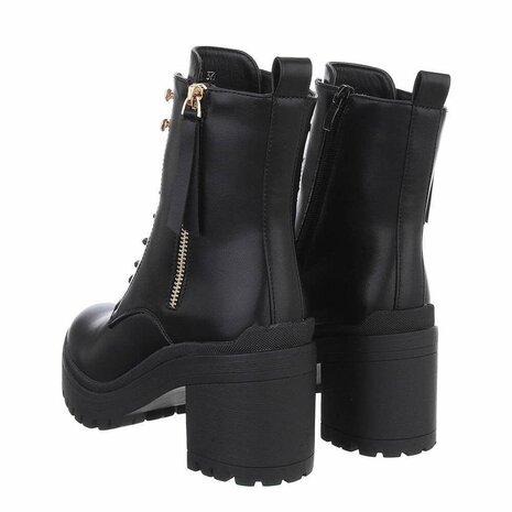 Dames veterlaarzen / laarsjes met veters - zwart