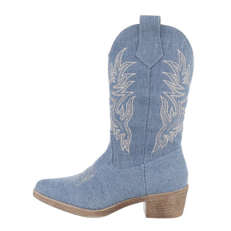 Dames halfhoge cowboy laarzen / western kuitlaarzen jeans spijkerstof - lichtblauw denim