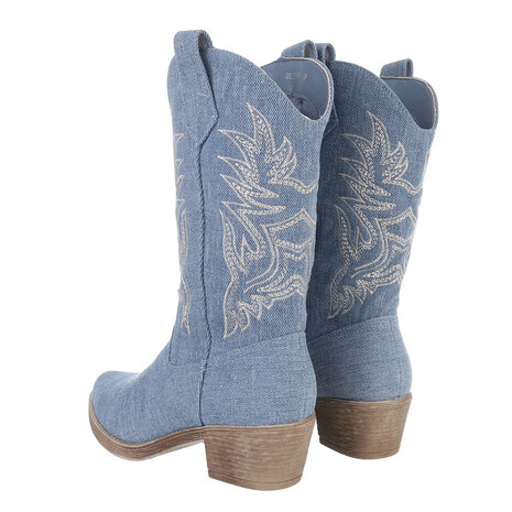 Dames halfhoge cowboy laarzen / western kuitlaarzen jeans spijkerstof - lichtblauw denim