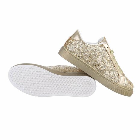 Dames sneakers / lage gympen met glitter - goud