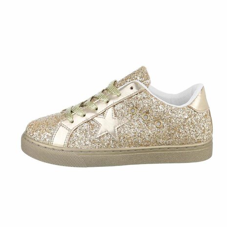 Dames sneakers / lage gympen met glitter - goud