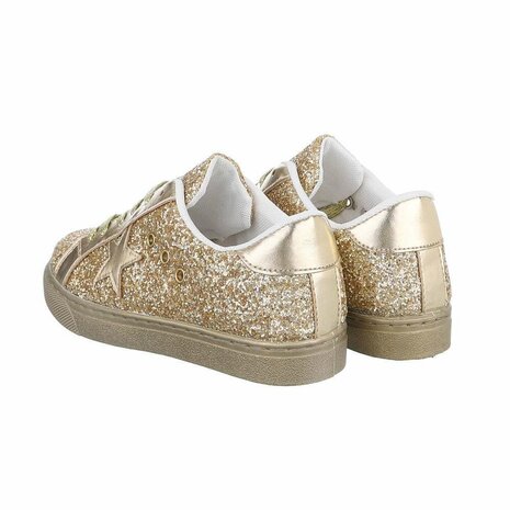 Dames sneakers / lage gympen met glitter - goud