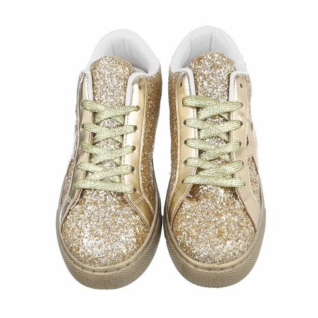 Dames sneakers / lage gympen met glitter - goud